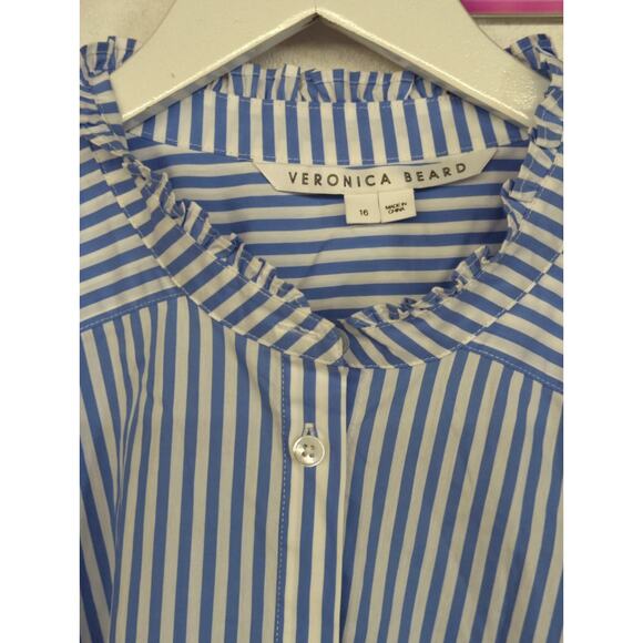 Veronica Beard Blue Striped Blouse - Picture 3 of 4